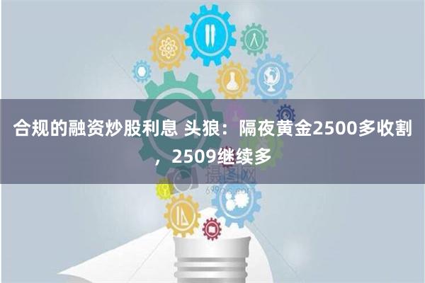 合规的融资炒股利息 头狼：隔夜黄金2500多收割，2509继续多